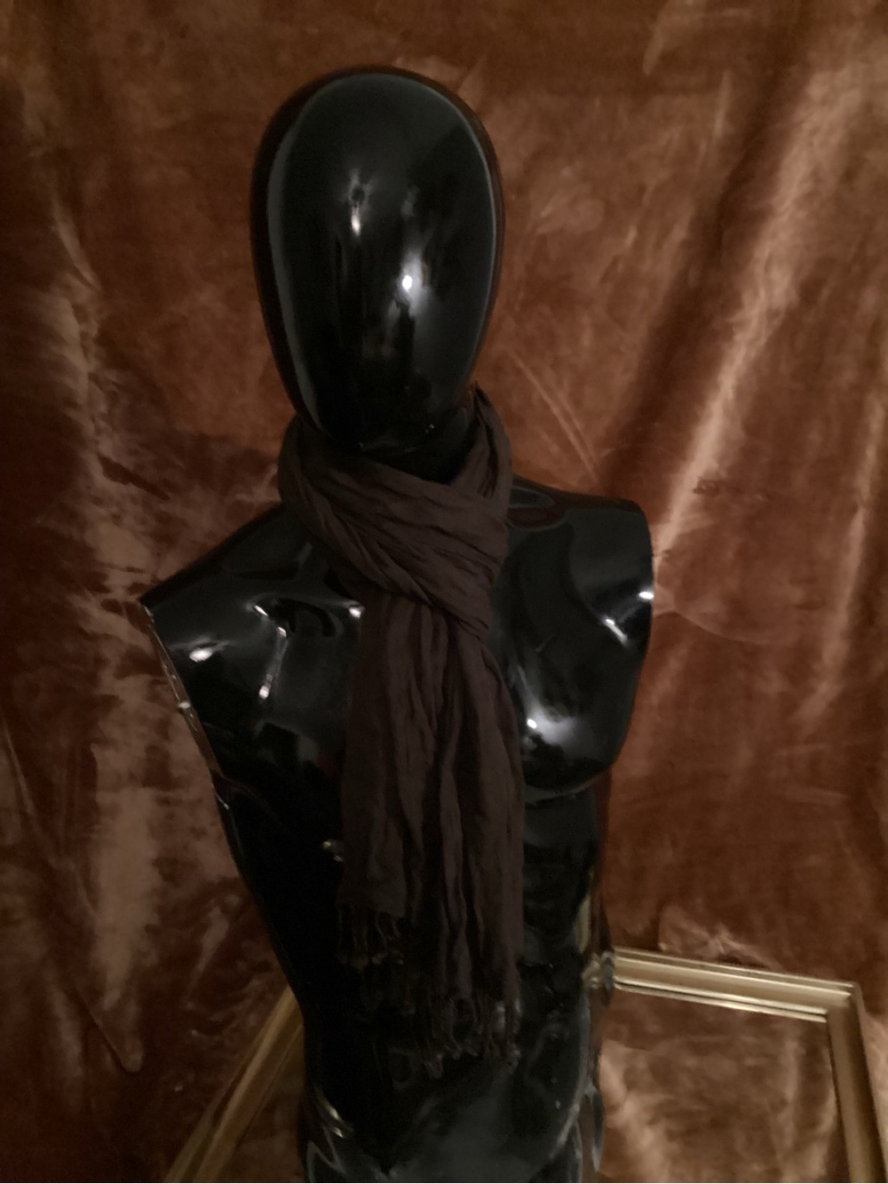 Chocolate Brown Lightweight Fringe Scarf - unisex Accessories
